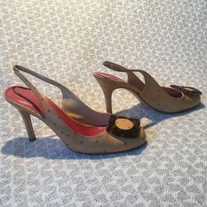 Kate Spade Ostrich-Print Leather Tortoise Heels